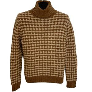 Loro Piana Mens Turtleneck Sweater It 48 US M Tan Cream Long Sleeve Cashmere